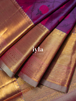 The Ornate Garden Kanjeevaram in Amethyst Purple