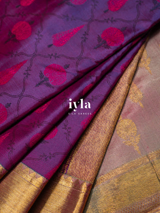 The Ornate Garden Kanjeevaram in Amethyst Purple