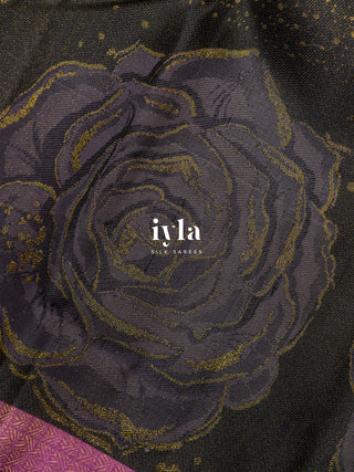 The Obsidian Black Damask Bloom Kanjeevaram