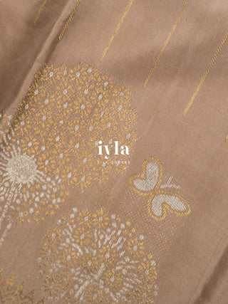 The Windswept Woodland Kanjeevaram in Champagne Beige