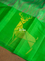 Load image into Gallery viewer, The Indian Sambar Deer Kanjeevaram in Kelly Green

