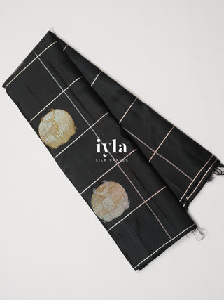 The Deer in the Moonlight Kanjeevaram in Black