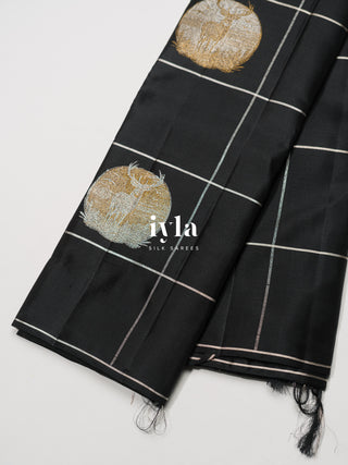 The Deer in the Moonlight Kanjeevaram in Black