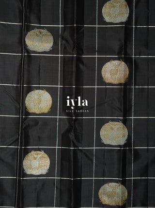 The Deer in the Moonlight Kanjeevaram in Black