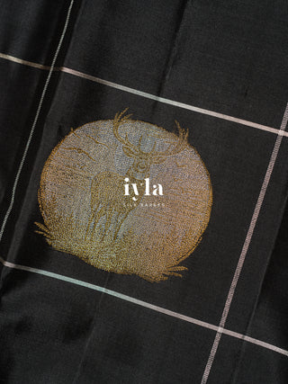 The Deer in the Moonlight Kanjeevaram in Black