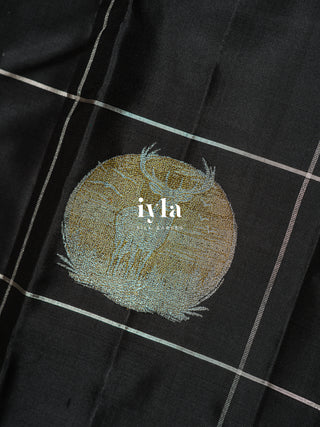 The Deer in the Moonlight Kanjeevaram in Black