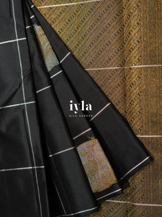 The Deer in the Moonlight Kanjeevaram in Black