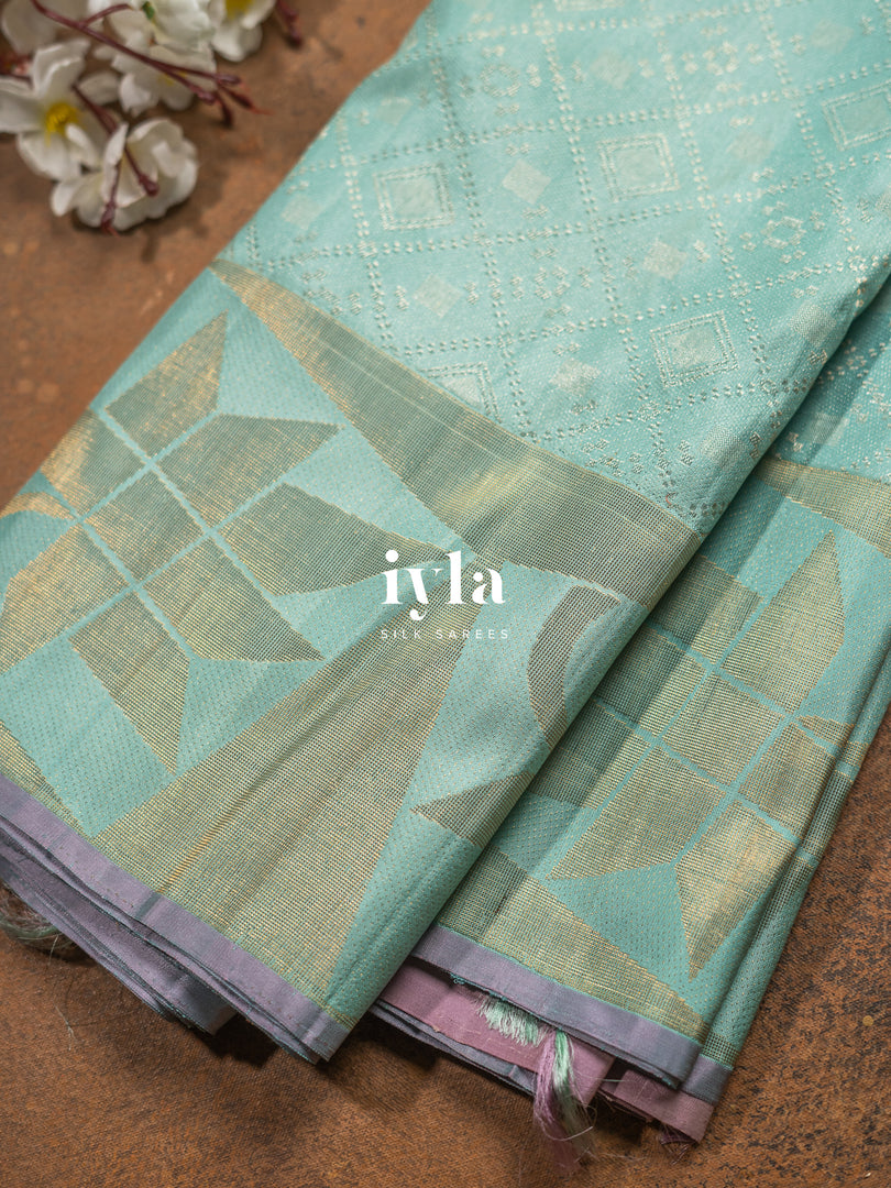 The Aqua Marine Diamond Glitter Kanjeevaram