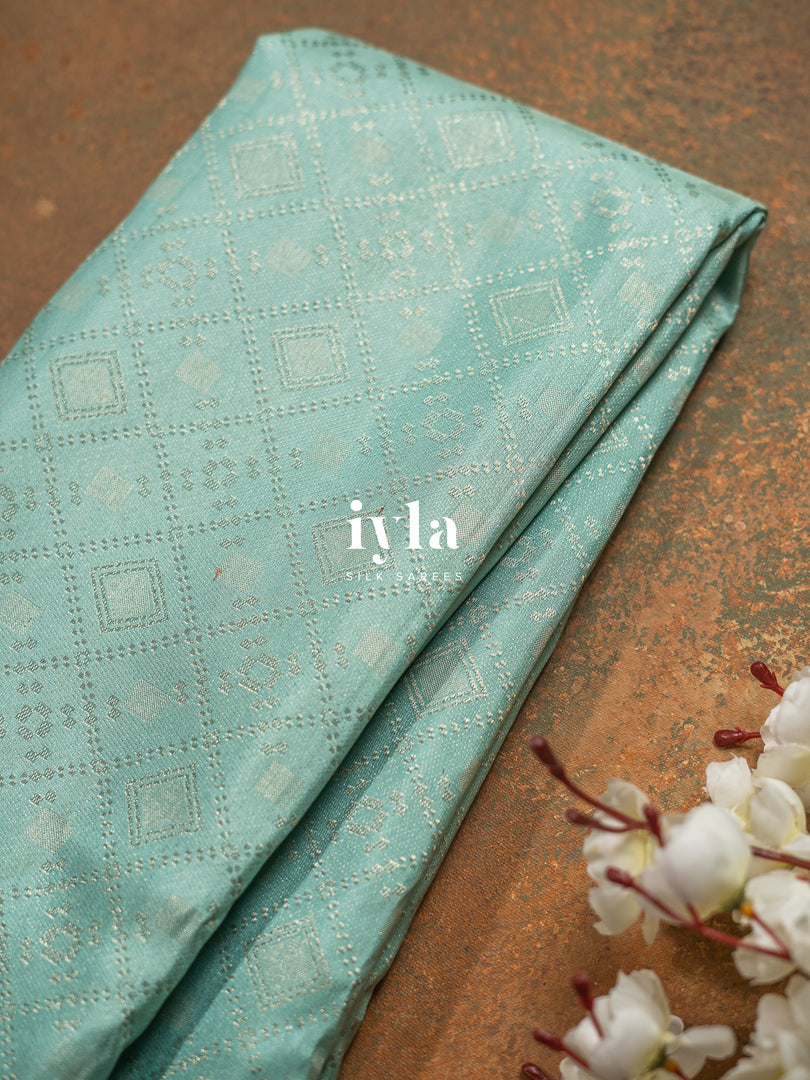The Aqua Marine Diamond Glitter Kanjeevaram
