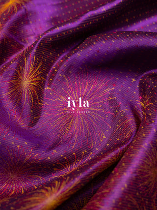 The Obsidian Purple Fireworks Celebration Kanjeevaram (Zari-Free Edition)