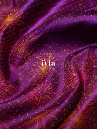 The Obsidian Purple Fireworks Celebration Kanjeevaram (Zari-Free Edition)