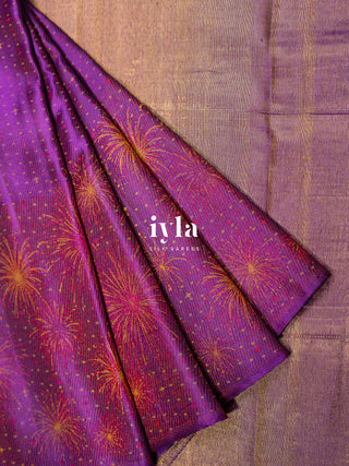 The Obsidian Purple Fireworks Celebration Kanjeevaram (Zari-Free Edition)