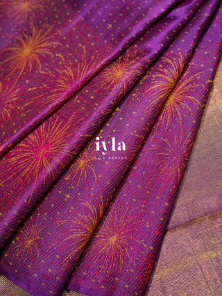 The Obsidian Purple Fireworks Celebration Kanjeevaram (Zari-Free Edition)