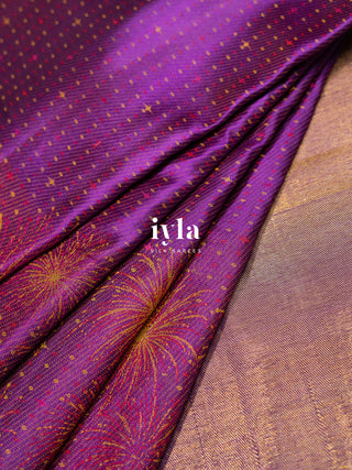 The Obsidian Purple Fireworks Celebration Kanjeevaram (Zari-Free Edition)
