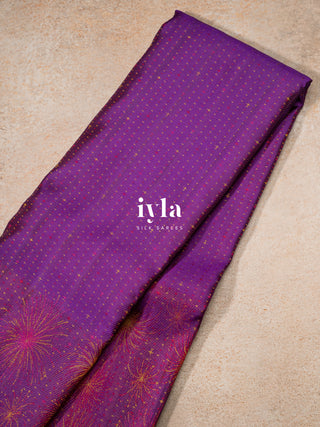 The Obsidian Purple Fireworks Celebration Kanjeevaram (Zari-Free Edition)