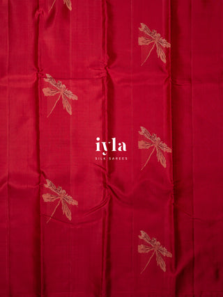 The DragonFly Kanjeevaram in Carmine Red
