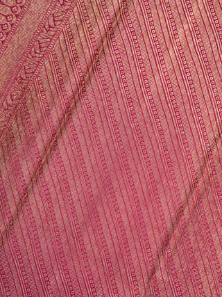 The Elephant Coronation Kanjeevaram in Wine Pink