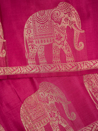The Elephant Coronation Kanjeevaram in Wine Pink