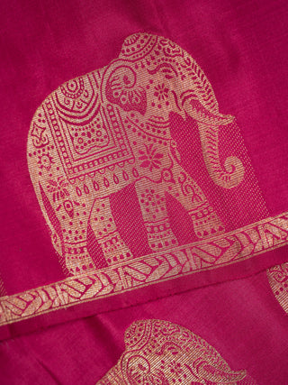 The Elephant Coronation Kanjeevaram in Wine Pink