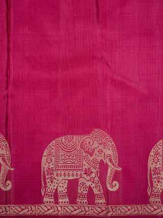 The Elephant Coronation Kanjeevaram in Wine Pink