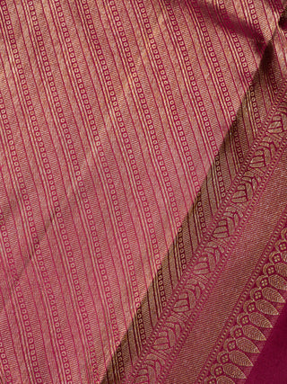 The Elephant Coronation Kanjeevaram in Wine Pink