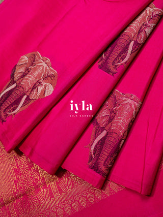 The Elephant Glory Kanjeevaram in Barbiecore Pink