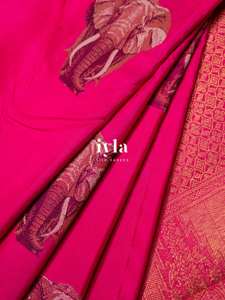 The Elephant Glory Kanjeevaram in Barbiecore Pink