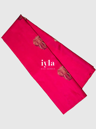 The Elephant Glory Kanjeevaram in Barbiecore Pink