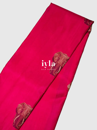 The Elephant Glory Kanjeevaram in Barbiecore Pink