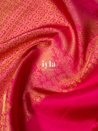 The Elephant Glory Kanjeevaram in Barbiecore Pink