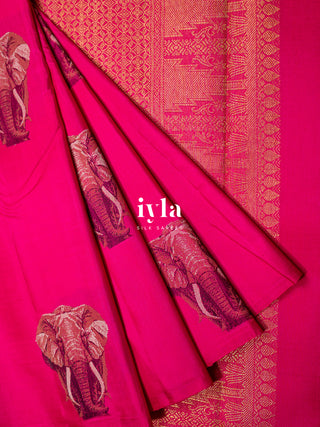 The Elephant Glory Kanjeevaram in Barbiecore Pink