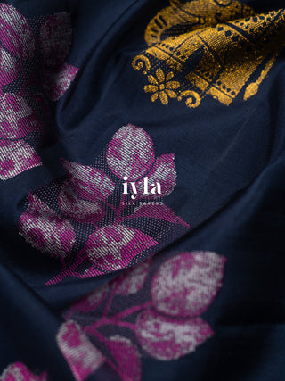 The Wild Elephant Oasis Kanjeevaram in Midnight Blue