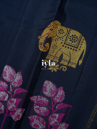 The Wild Elephant Oasis Kanjeevaram in Midnight Blue