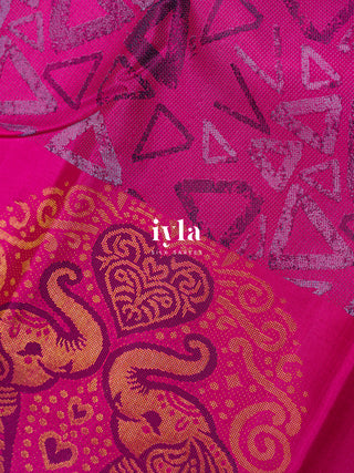 The Barbie Pink Elephants in Love Kanjeevaram