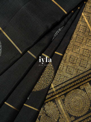 The Embellished Tree Kanjeevaram in Obsidian Black