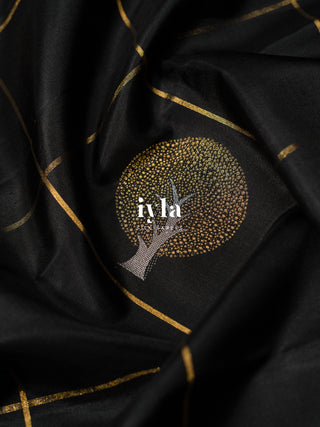 The Embellished Tree Kanjeevaram in Obsidian Black