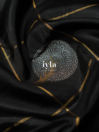 The Embellished Tree Kanjeevaram in Obsidian Black