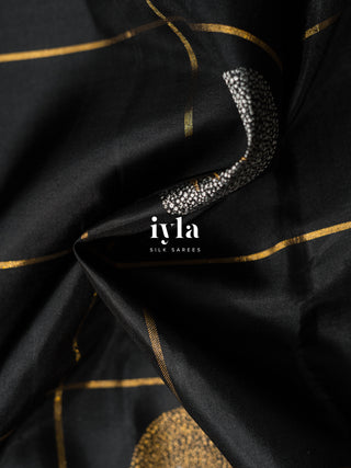 The Embellished Tree Kanjeevaram in Obsidian Black