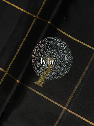 The Embellished Tree Kanjeevaram in Obsidian Black
