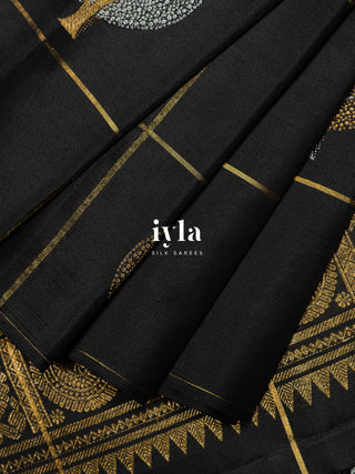 The Embellished Tree Kanjeevaram in Obsidian Black