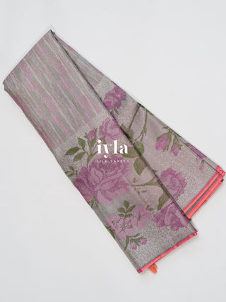 The English Rose Kanjeevaram Dipped in Silver