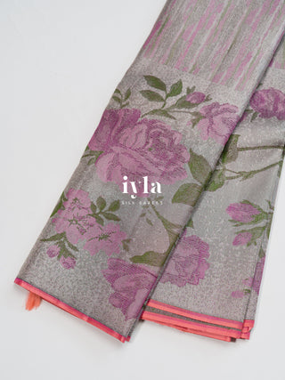 The English Rose Kanjeevaram Dipped in Silver