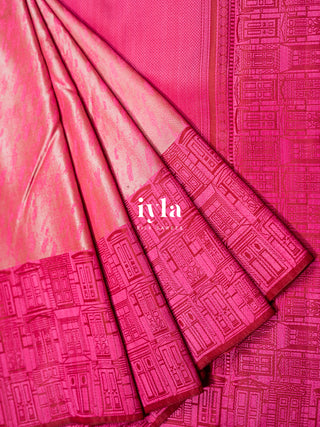 The Dreamy Doors of Europe Kanjeevaram in Coquette Pink