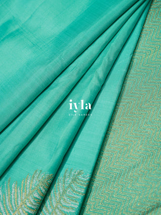 The Palm Foliage Kanjeevaram in Sea Foam Green