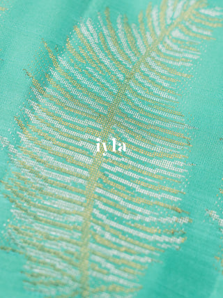 The Palm Foliage Kanjeevaram in Sea Foam Green