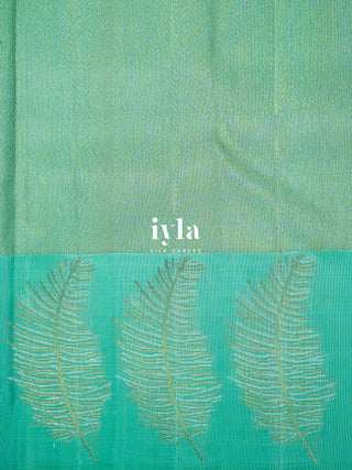 The Palm Foliage Kanjeevaram in Sea Foam Green