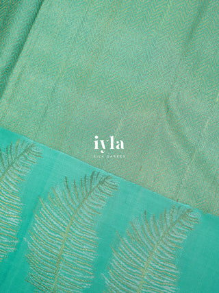 The Palm Foliage Kanjeevaram in Sea Foam Green
