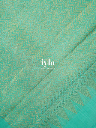 The Palm Foliage Kanjeevaram in Sea Foam Green