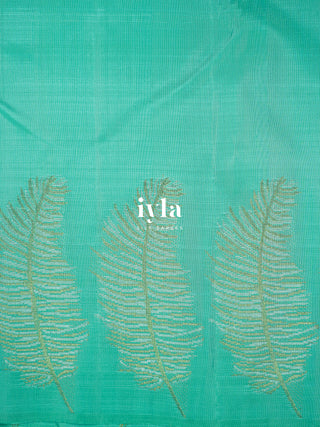 The Palm Foliage Kanjeevaram in Sea Foam Green