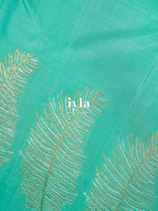 The Palm Foliage Kanjeevaram in Sea Foam Green